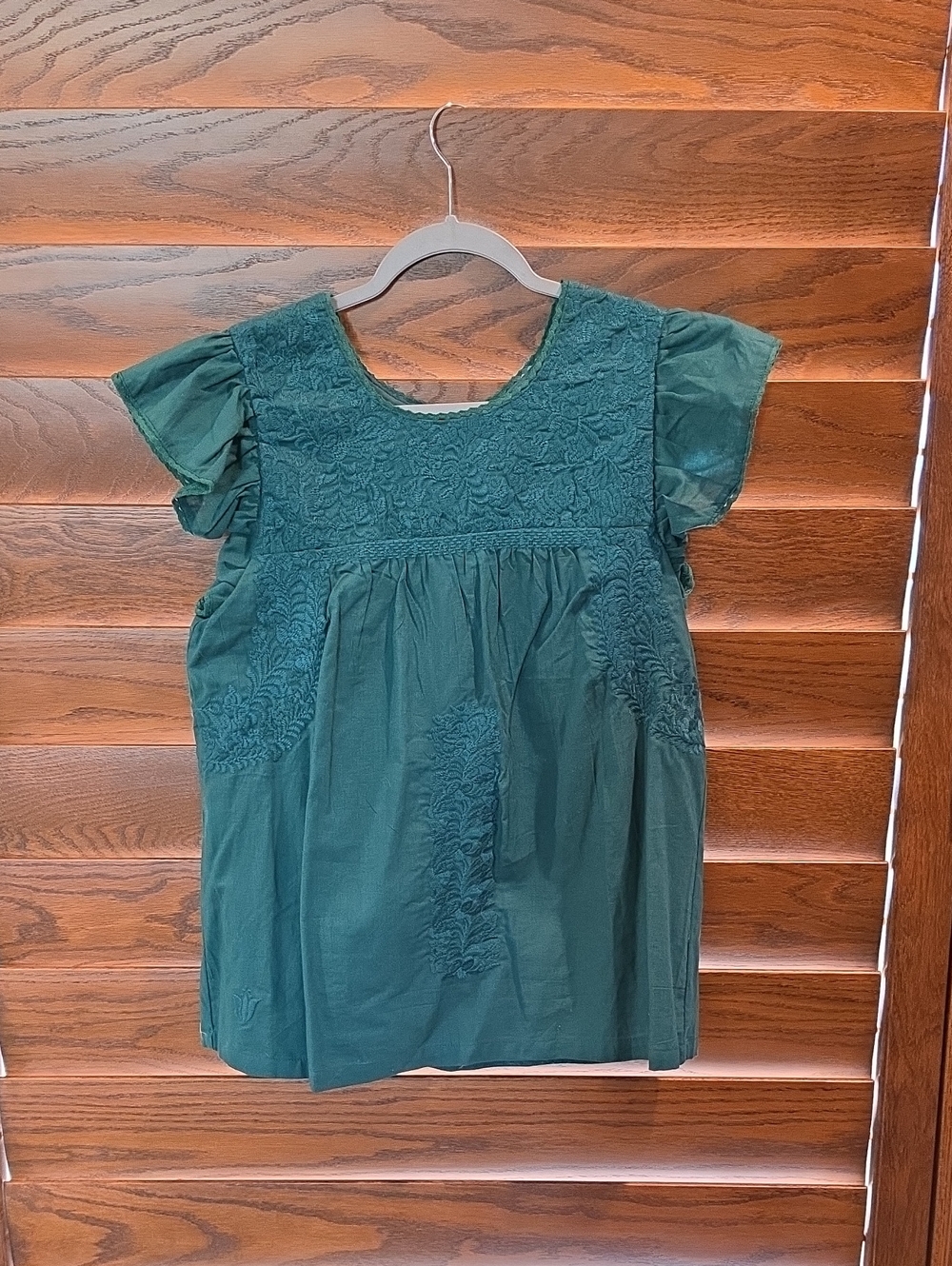 J.MARIE Embroidered Flutter-Sleeve Top